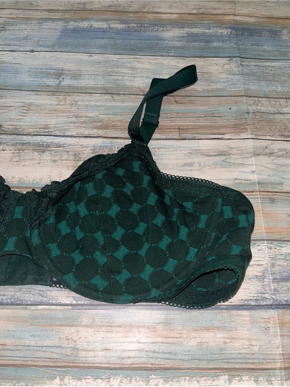 NWT Savage X Fenty Cotton Essentials Lace Trim Unlined Bra Green 42DD - Picture 4 of 6